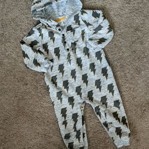 Lightning bolt boys hooded one-piece romper
